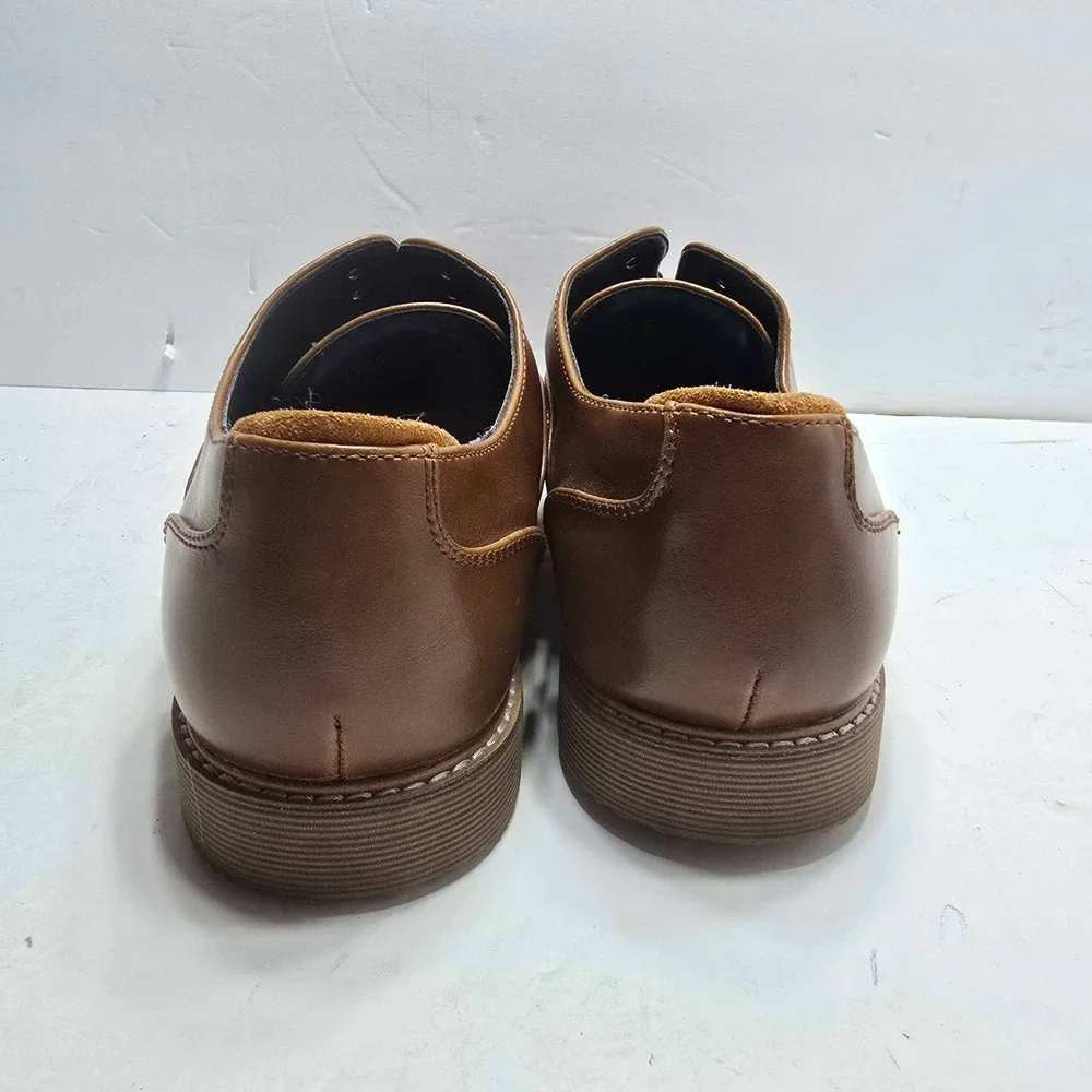 Steve Madden Mens P-Ollie Cognac Brown Plain Toe Oxford Dress Shoes Size 9